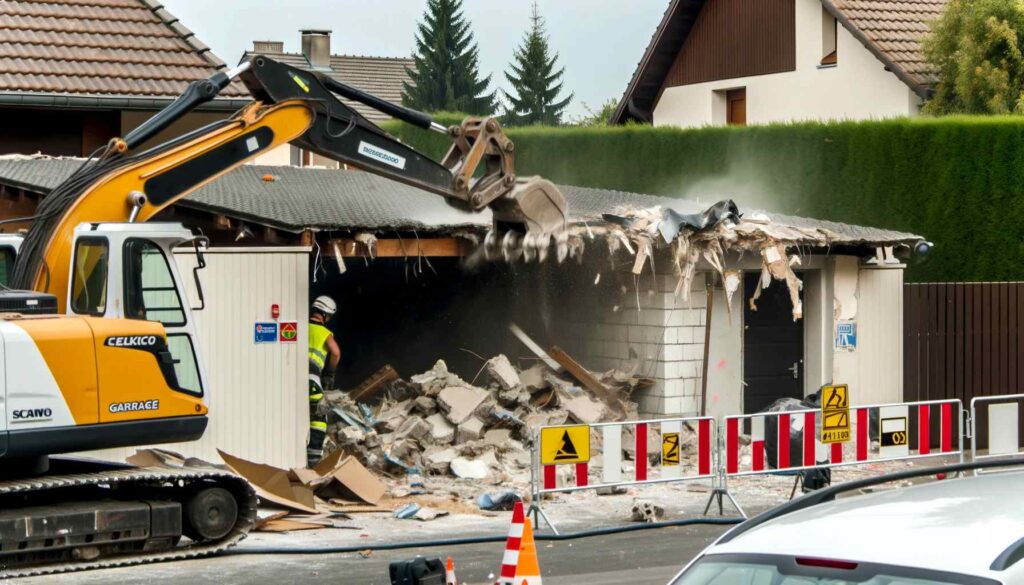 Demolition of a garage in Washington