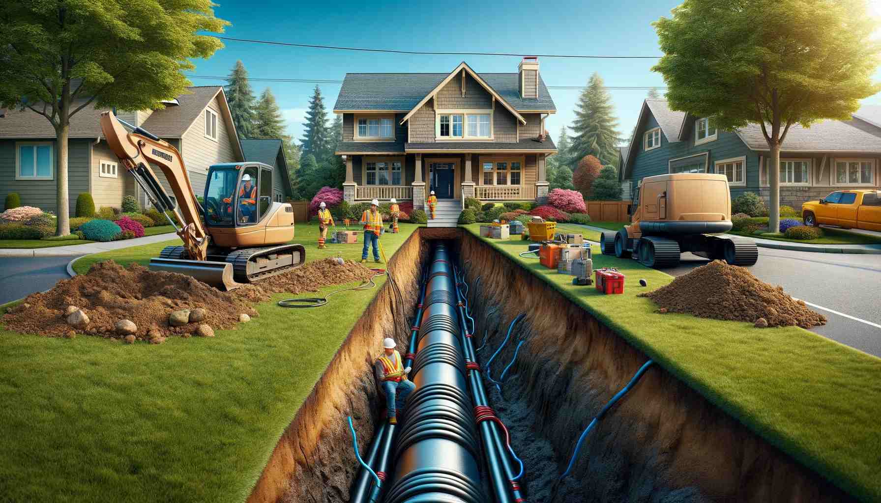 Suburban Sewer installation for Washington