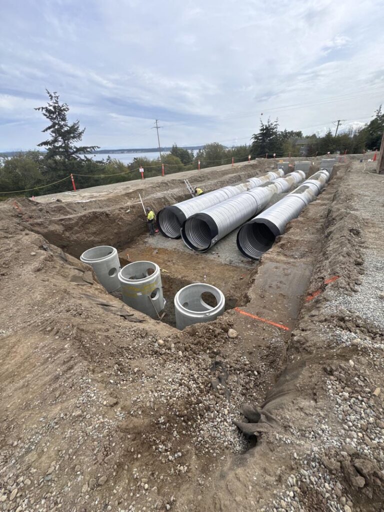 Site preparation for a storm detention vault project for a hospital in Snohomish County Washington with Indepth Excavation